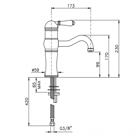 Officina Nicolazzi Monocomando Classico, Single lever high washbasin