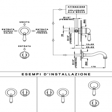 Officina Nicolazzi Monocomando Classico, Monocommande lavabo encastré
