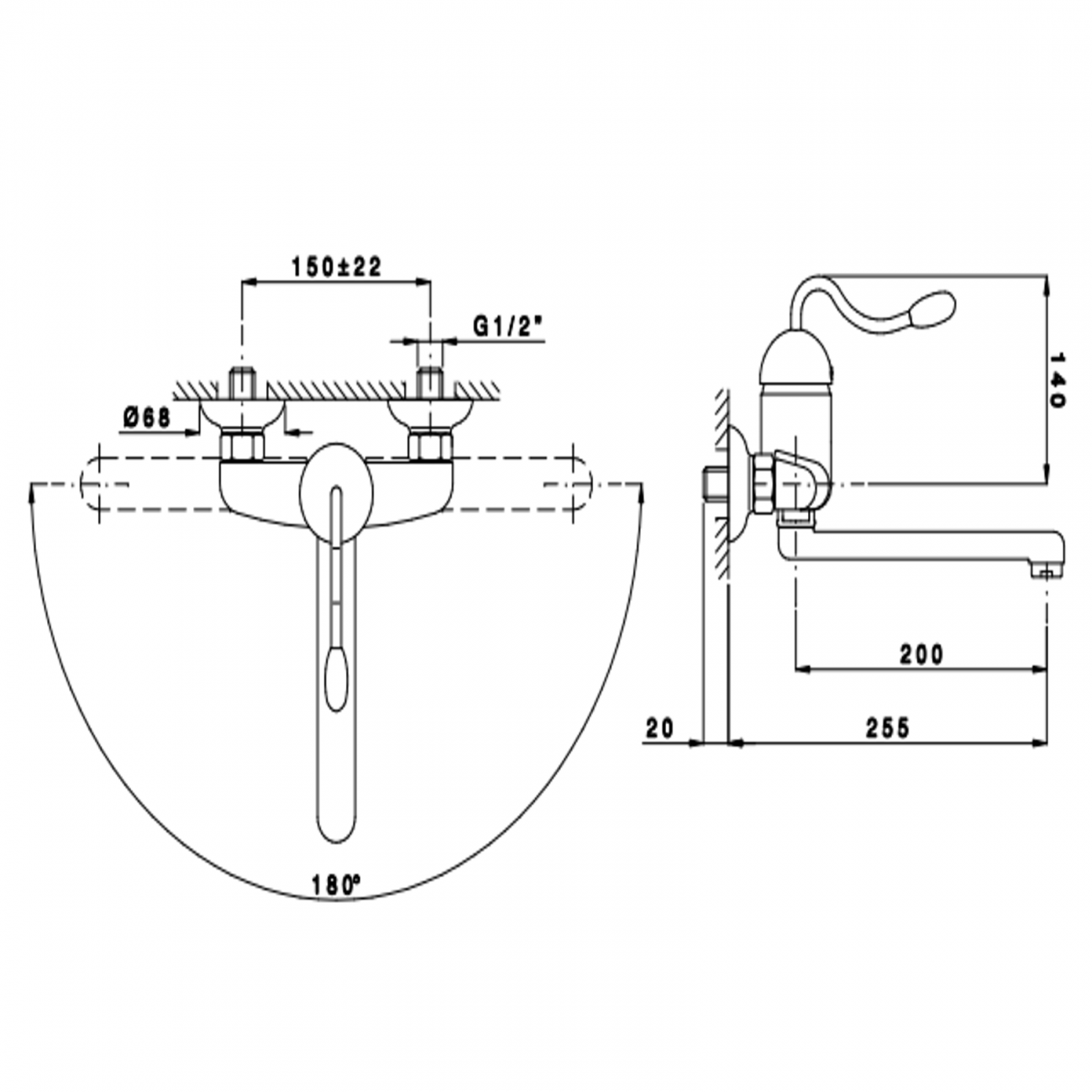 Officina Nicolazzi Signal, Single lever wall mounted sink