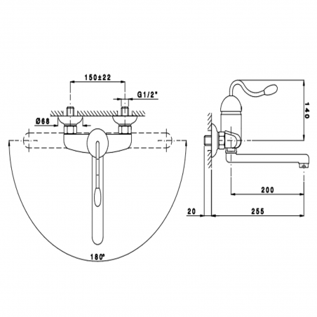 Officina Nicolazzi Signal, Single lever wall mounted sink
