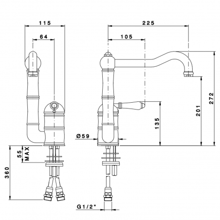 Officina Nicolazzi El Capitan, Single lever sink swivel rod