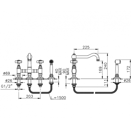 Officina Nicolazzi Dames Anglaises, Gruppo lavello canna girevole c/doccia estraibile