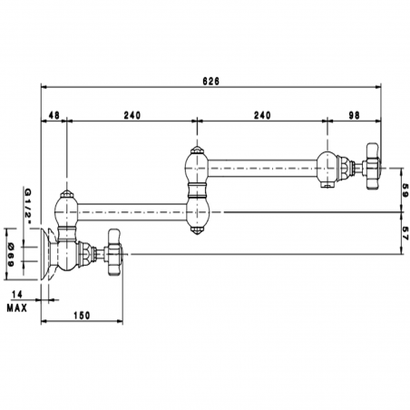 Officina Nicolazzi Dames Anglaises, Robinet de cuisine articulé avec arrêt