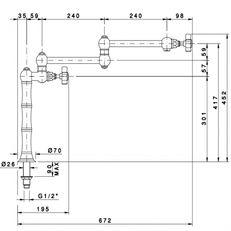 Officina Nicolazzi Dames Anglaises, Robinet de cuisine articulé avec arrêt