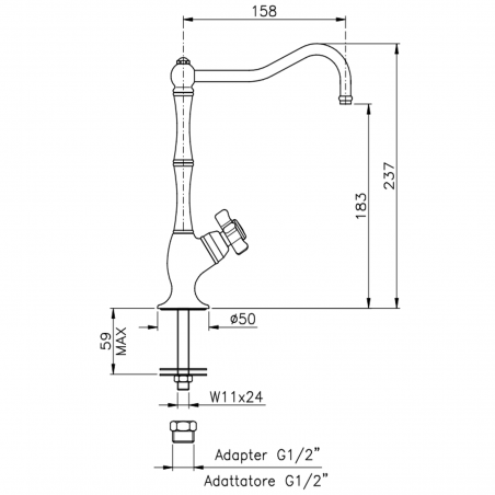Officina Nicolazzi Dames Anglaises, Rubinetto singolo per filtro canna a colonna