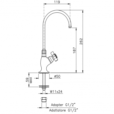 Officina Nicolazzi Dames Anglaises, Robinet unique pour filtre à rotule