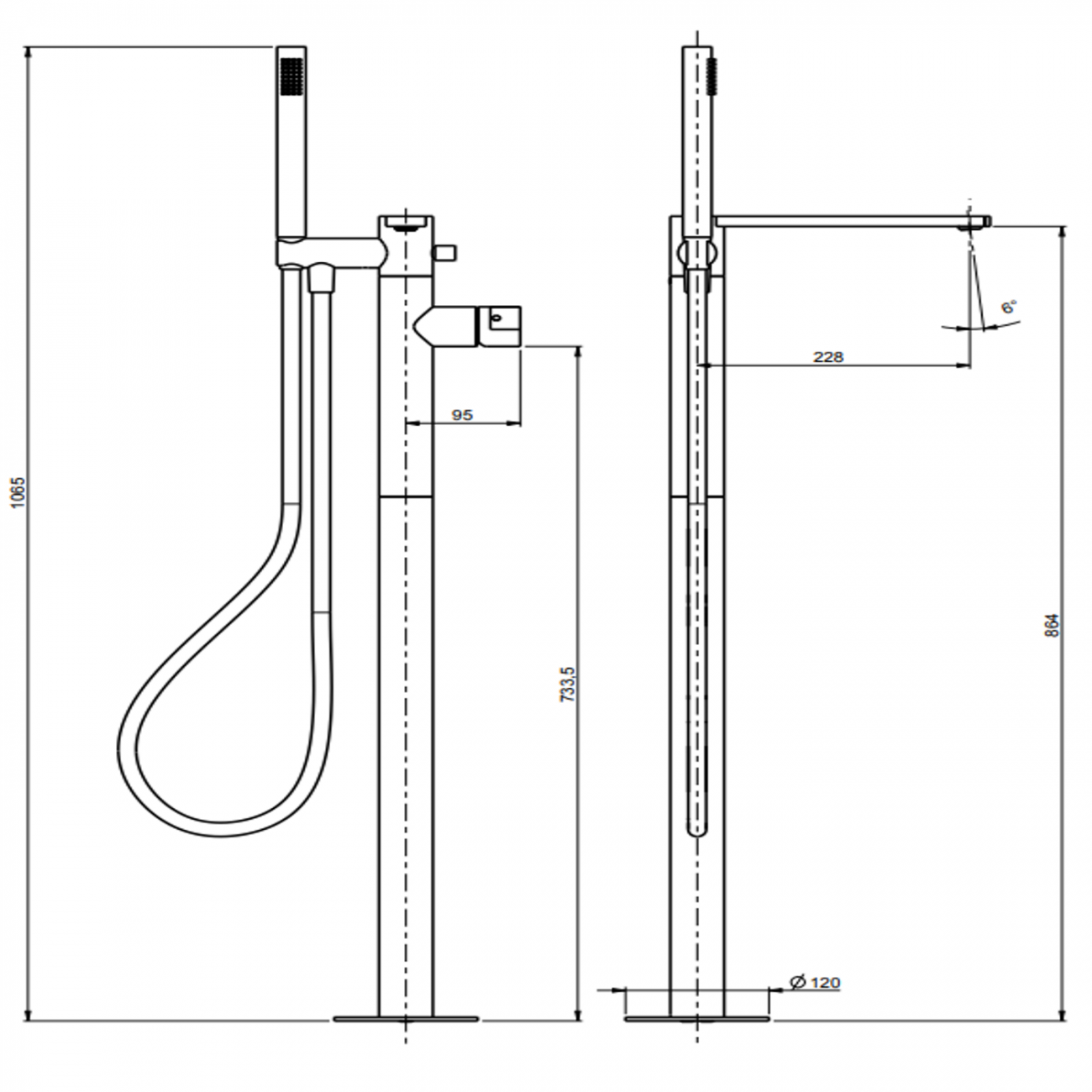 F.lli Frattini Borgia 316 Inox, Single lever bath floor