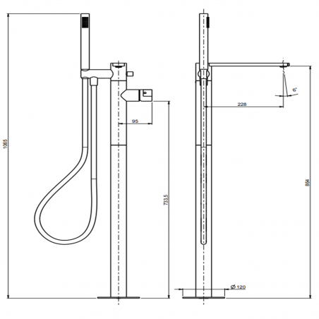 F.lli Frattini Borgia 316 Inox, Single lever bath floor