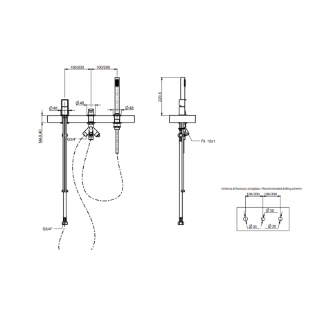 F.lli Frattini Borgia 316 Inox, Monocomando senza bocca con deviatore