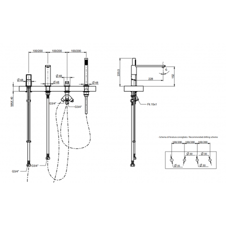 F.lli Frattini Borgia 316 Inox, Single lever with mouth for tub edge