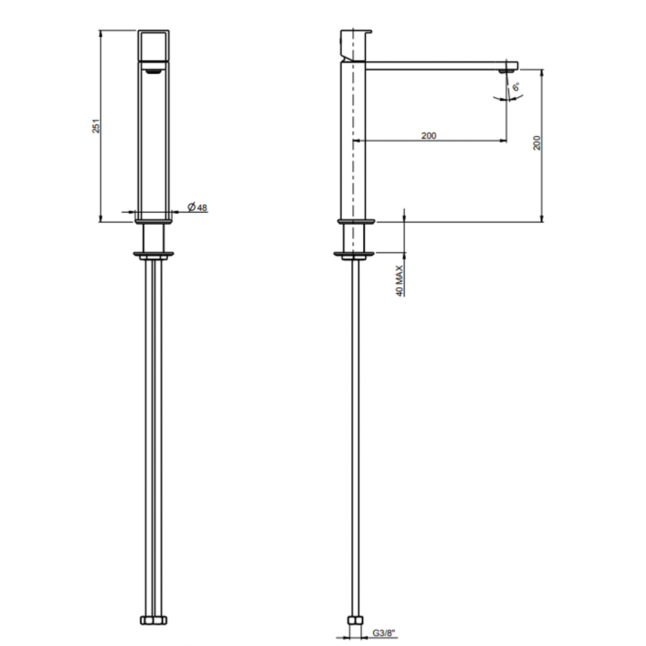 F.lli Frattini Borgia 316 Inox, Monocomando lavabo medio senza scarico