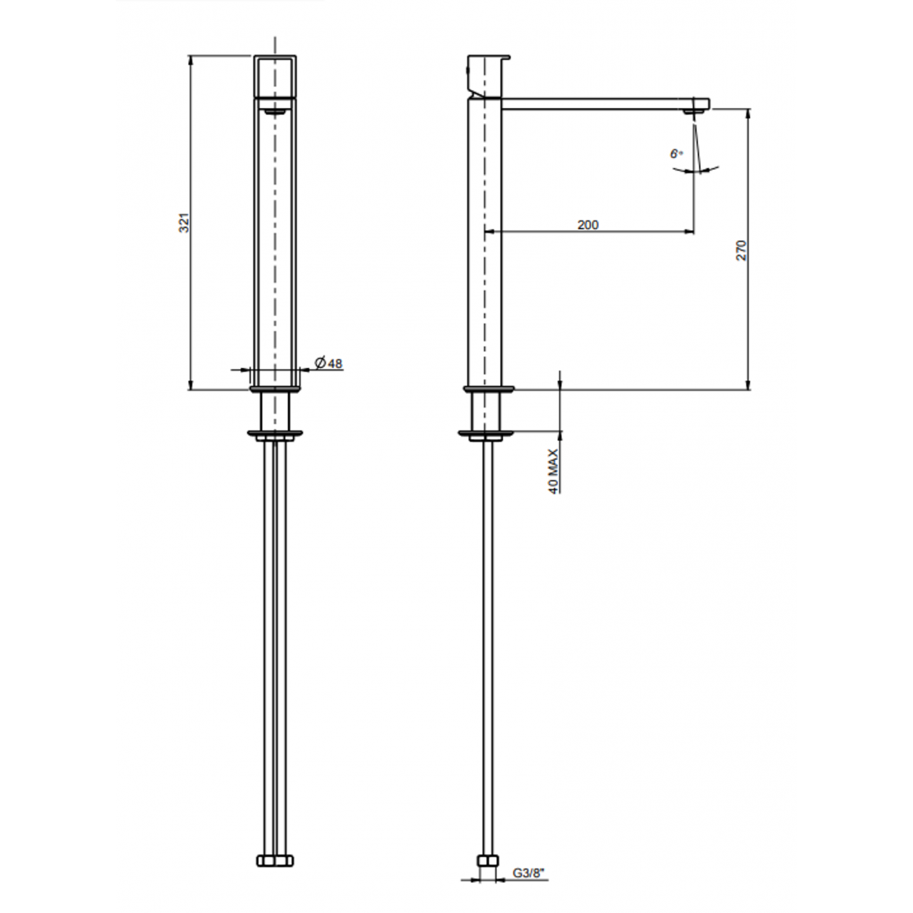 F.lli Frattini Borgia 316 Inox, Single lever high washbasin