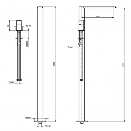F.lli Frattini Borgia 316 Inox,  Lavabo au sol avec commande à distance