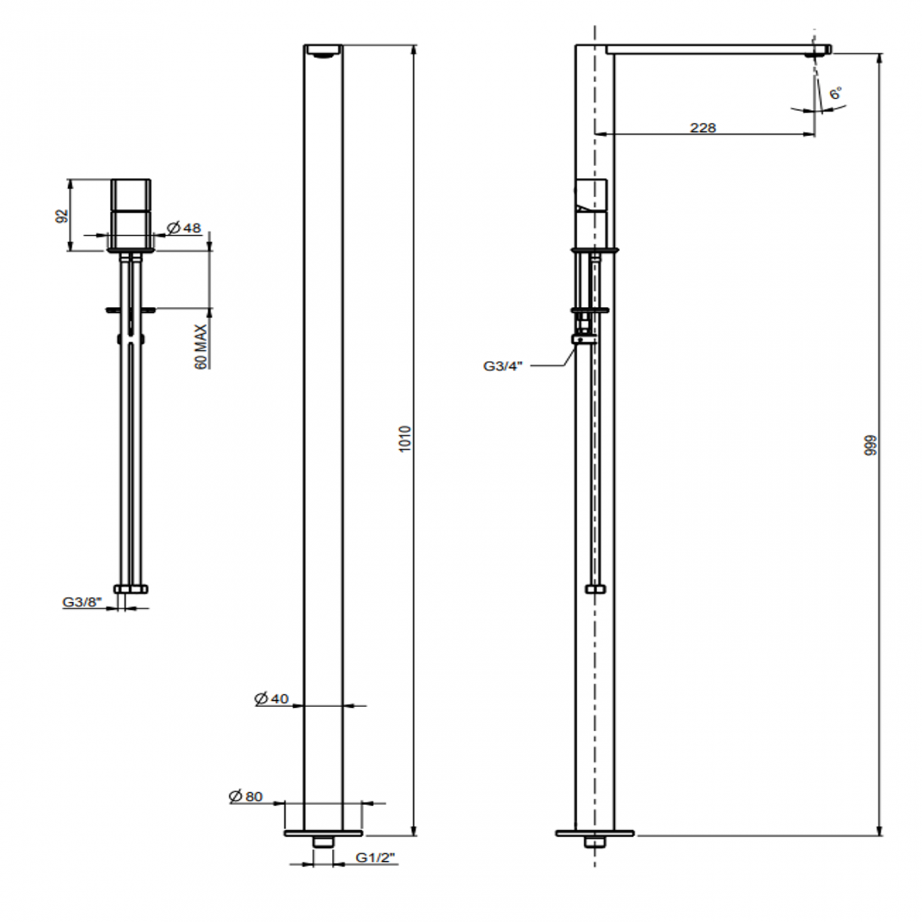 F.lli Frattini Borgia 316 Inox, Lavabo da terra con comando da remoto.