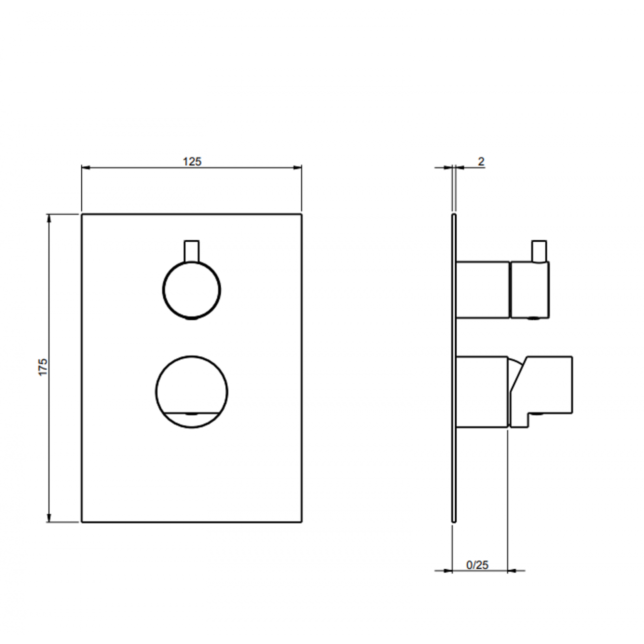 F.lli Frattini Borgia 316 Inox, Monocommande encastrée à 2 voies