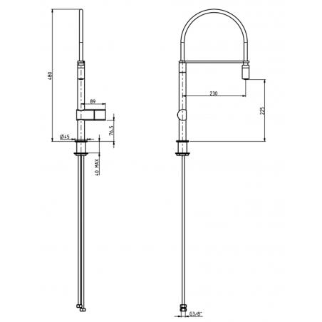 F.lli Frattini Borgia 316 Inox, Monocomando per lavello monoforo