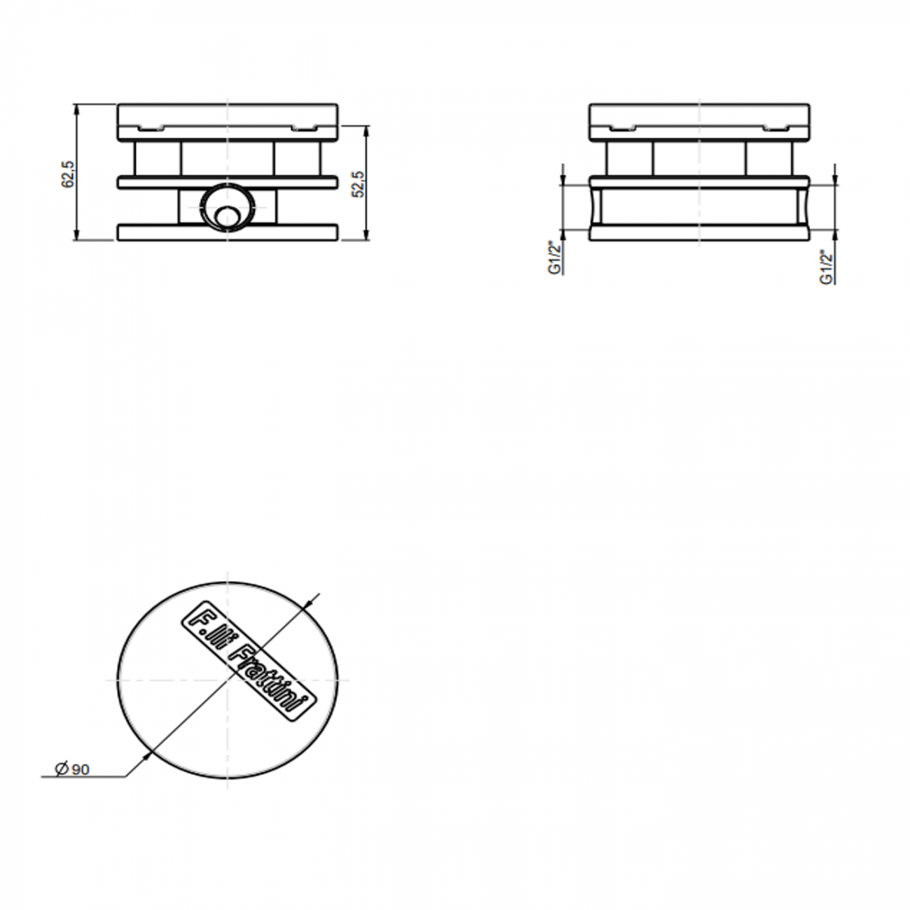 F.lli Frattini Pepe XL 316 Inox, Single-lever bath floor with shower
