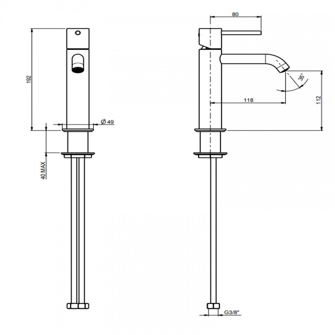 F.lli Frattini Pepe XL 316 Inox, Monocomando per lavabo senza scarico