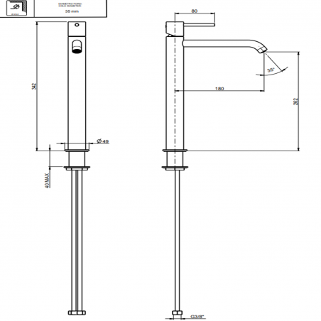 F.lli Frattini Pepe XL 316 Inox, Monocommande lavabo haut