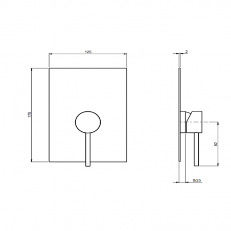 F.lli Frattini Pepe XL 316 Inox, Monocommande encastré 1 voie
