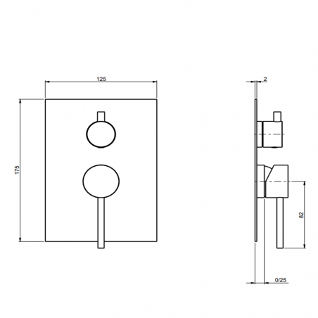 F.lli Frattini Pepe XL 316 Inox, Single lever recessed 2 way