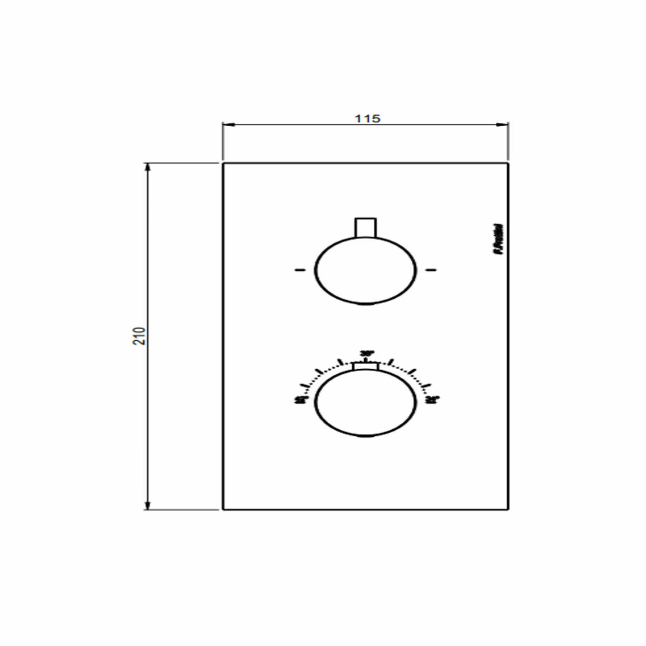 F.lli Frattini Pepe XL 316 Inox, Mélangeur thermostatique avec déviateur 2-3 voies