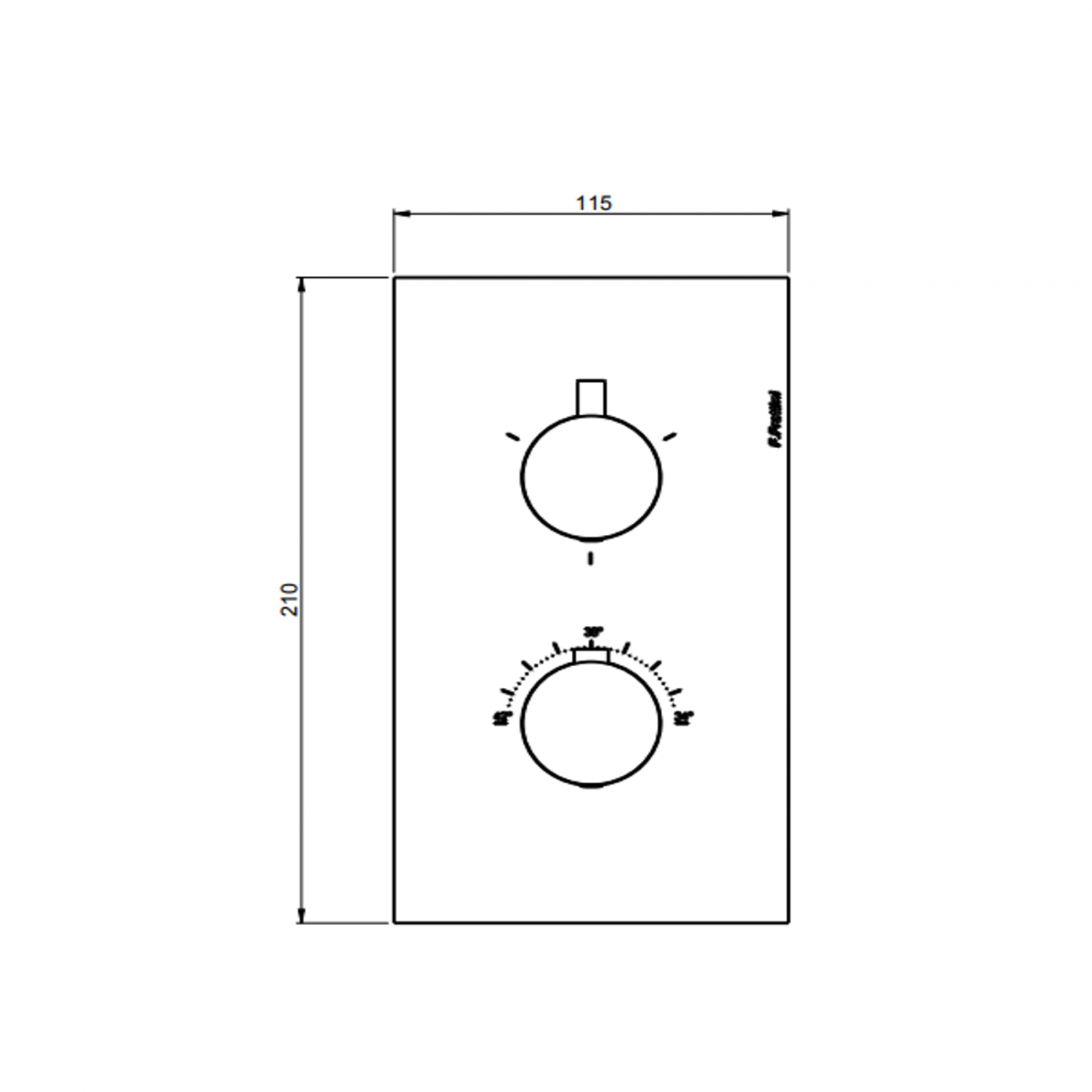 F.lli Frattini Pepe 316 XL Inox, Thermostatic mixer with diverter 2-3 ways