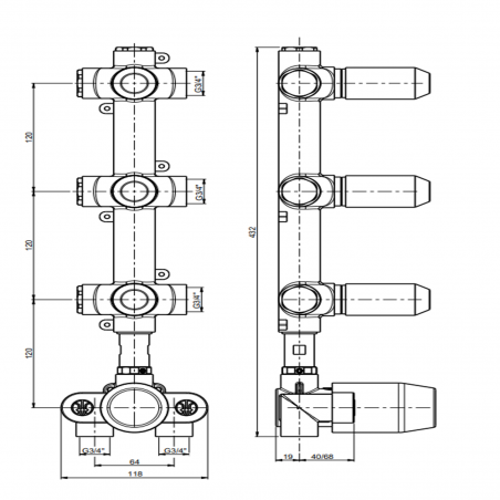 F.lli Frattini Pepe XL 316 Inox, Miscelatore termostatico 3 vie