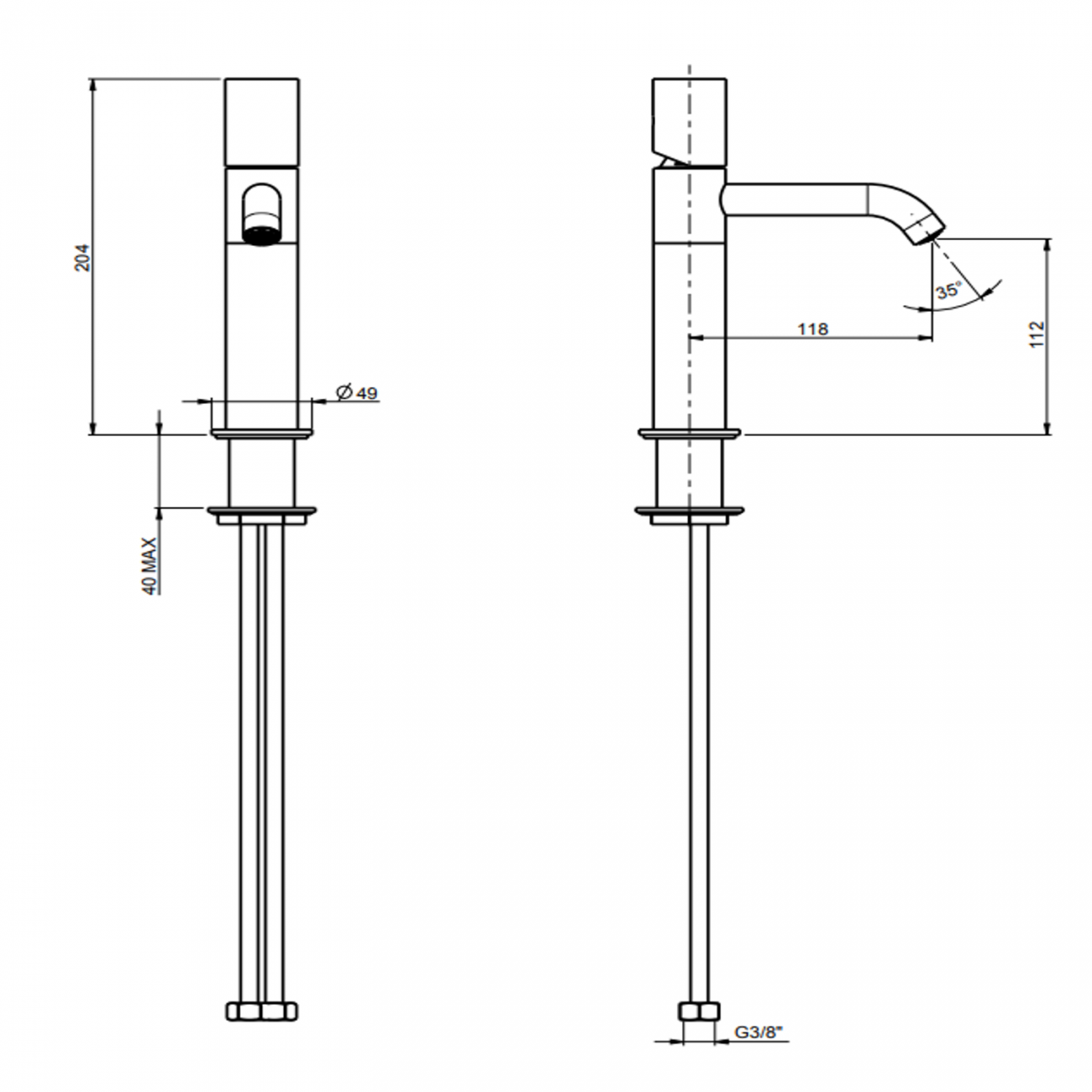 F.lli Frattini Pepe XLS 316 Inox, Monocomando per lavabo senza scarico