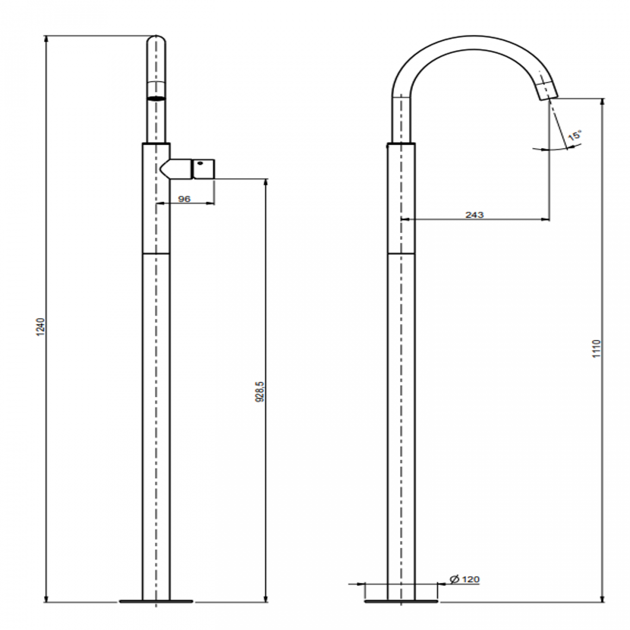 F.lli Frattini Pepe XLS 360 Inox, Single lever washbasin floor