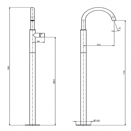 F.lli Frattini Pepe XLS 360 Inox, Single lever washbasin floor