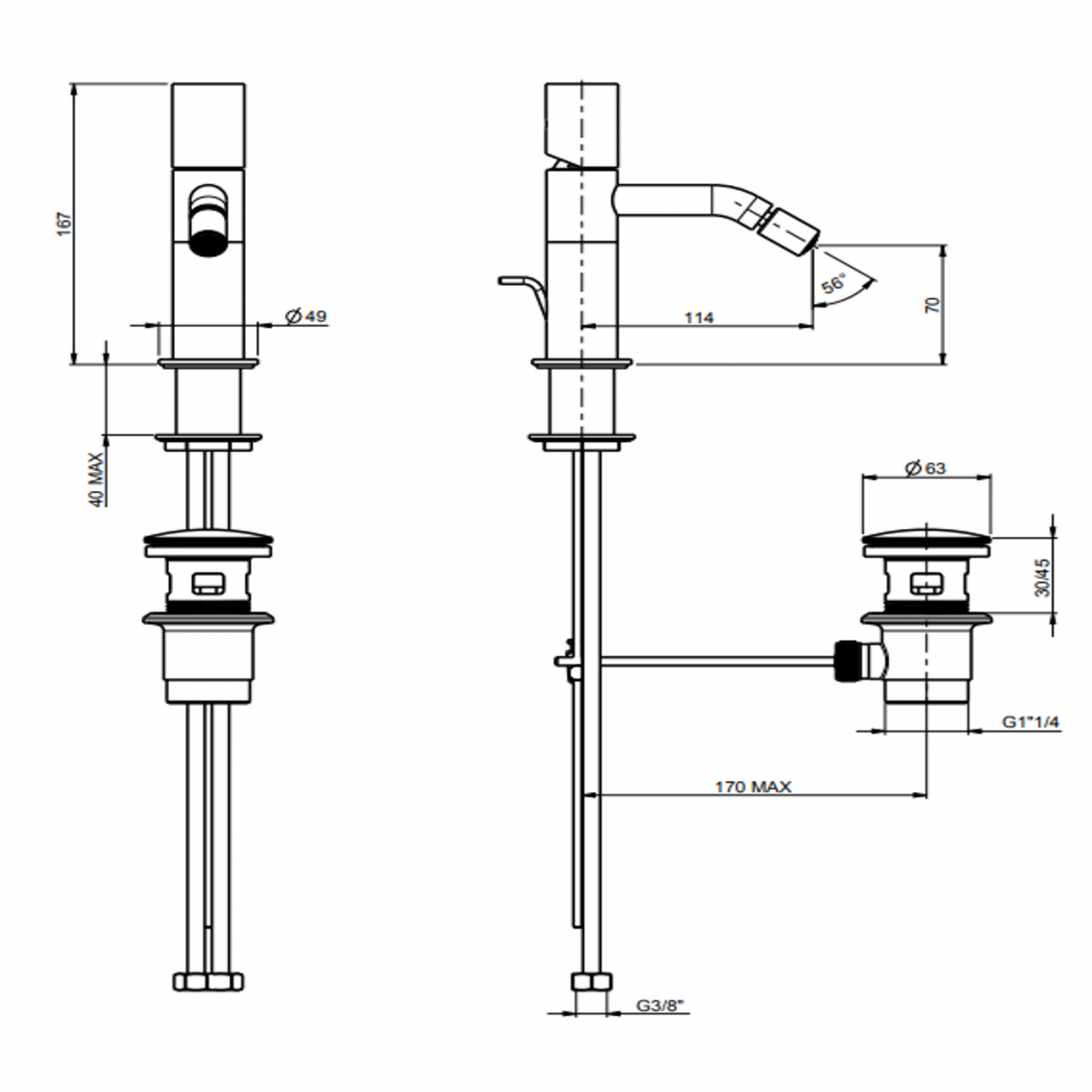 F.lli Frattini Pepe XLS 360 Inox, Single control for 1'1/4 didet co exhaust