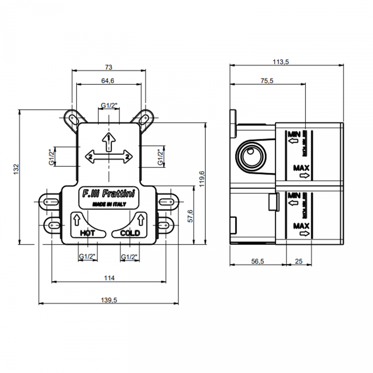 F.lli Frattini Pepe XLS 316 Inox, Single lever recessed 1 street