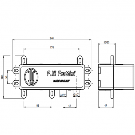 F.lli Frattini Pepe XLS 316 Inox, Monocommande encastrée avec déviateur 2 voies