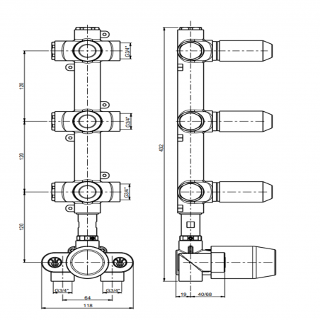 F.lli Frattini Pepe XLS 316 Inox, Mélangeur thermostatique 3 voies