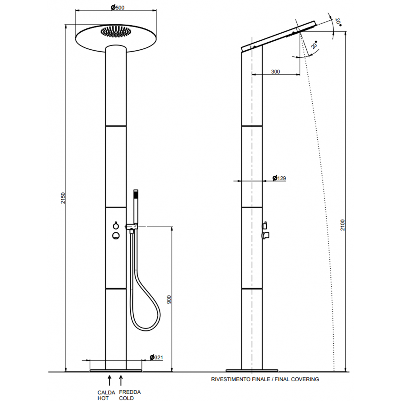 F.lli Frattini Docce Inox, Colonna bordo piscina
