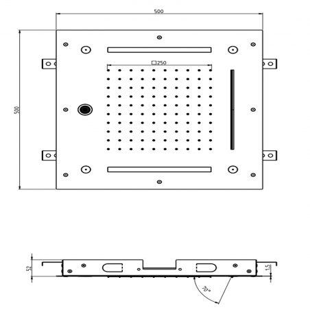 F.lli Frattini Docce Inox, Built-in shower head 50x50 cm