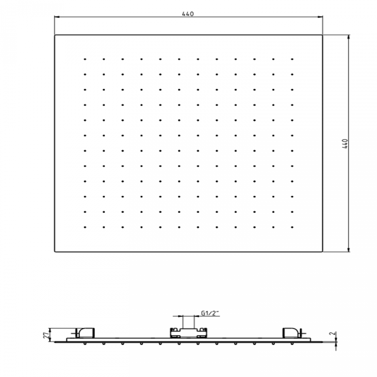 F.lli Frattini Docce Inox, Pomme de douche encastrée 44x44 cm