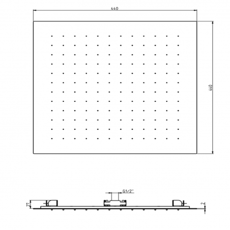 F.lli Frattini Docce Inox, Pomme de douche encastrée 44x44 cm