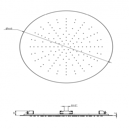 F.lli Frattini Docce Inox, Soffione da incasso Ø44 cm