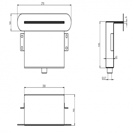 F.lli Frattini Docce Inox, Soffione cascata 27x5 cm
