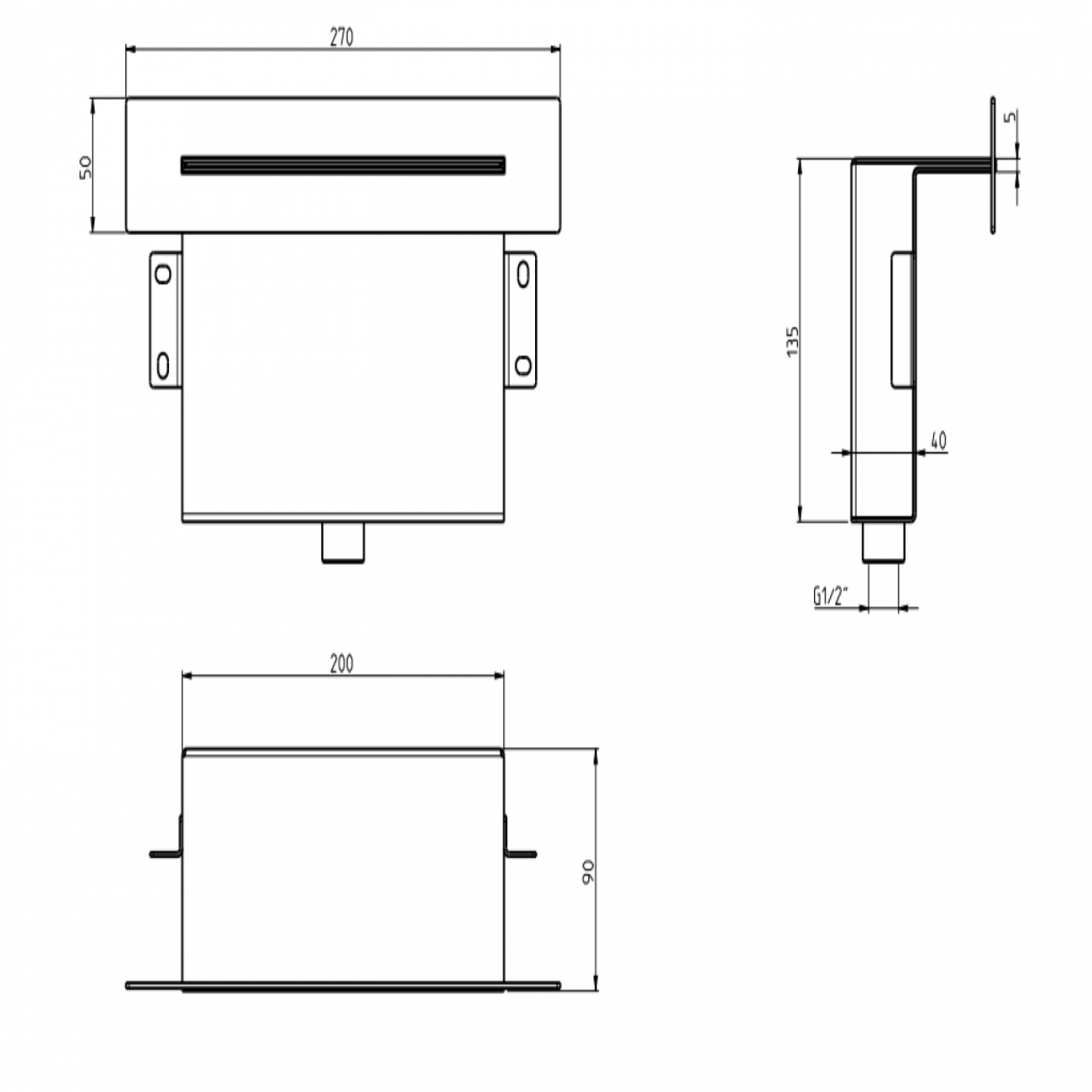 F.lli Frattini Docce Inox, Soffione cascata quadrato