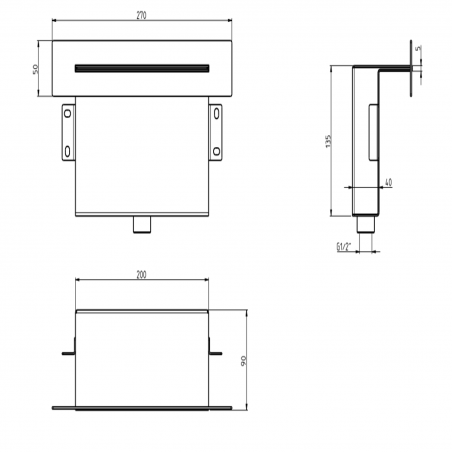 F.lli Frattini Docce Inox, Soffione cascata quadrato