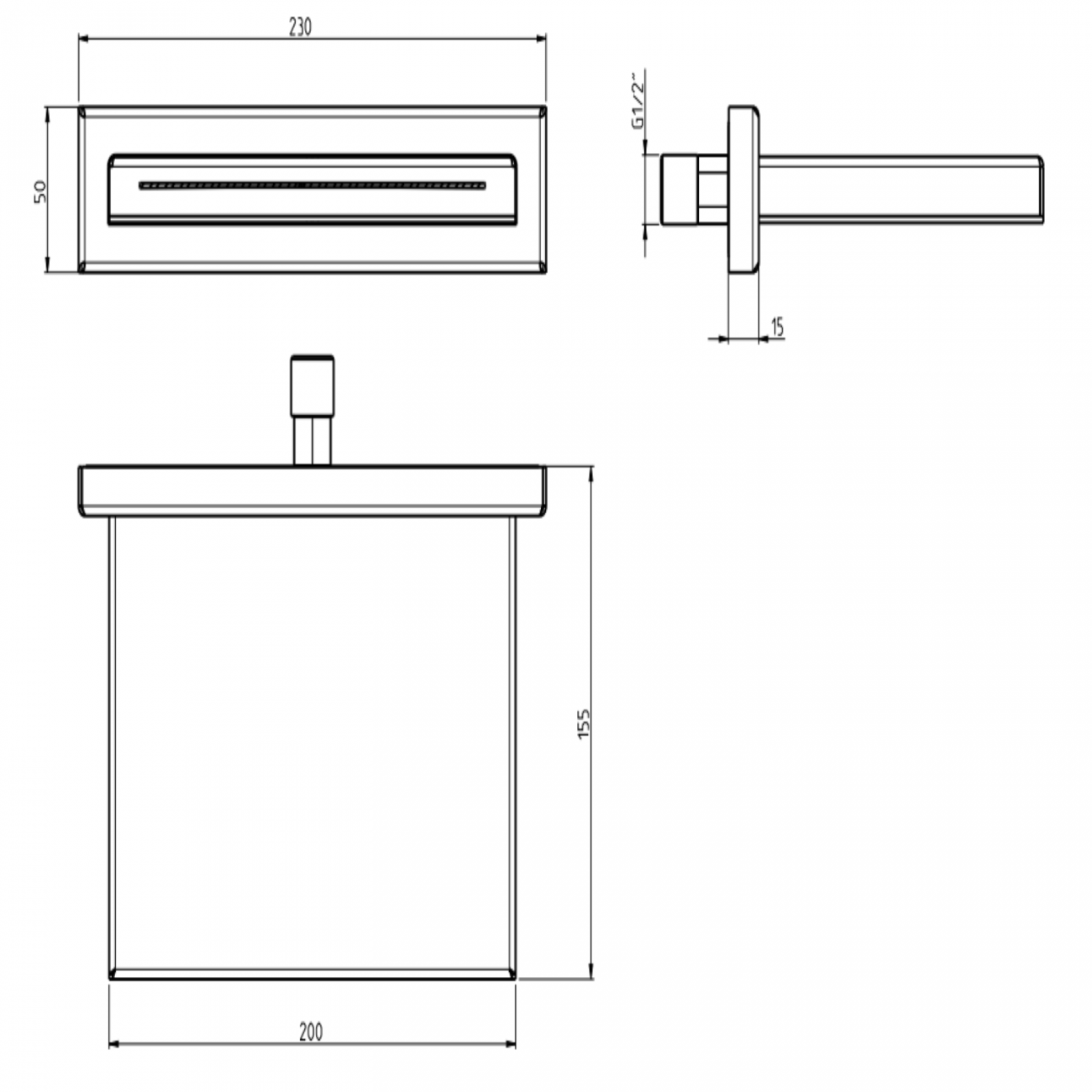 F.lli Frattini Docce Inox, Waterfall block 23x5 cm