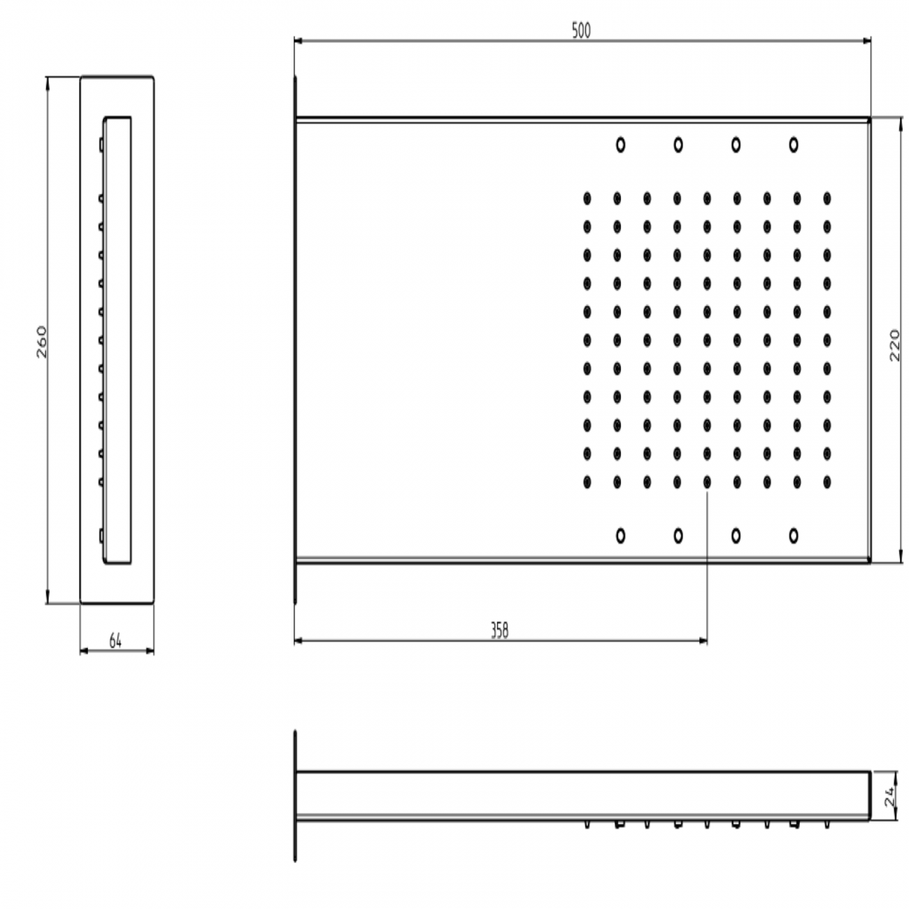 F.lli Frattini Docce Inox, Soffione pioggia 50x22 cm