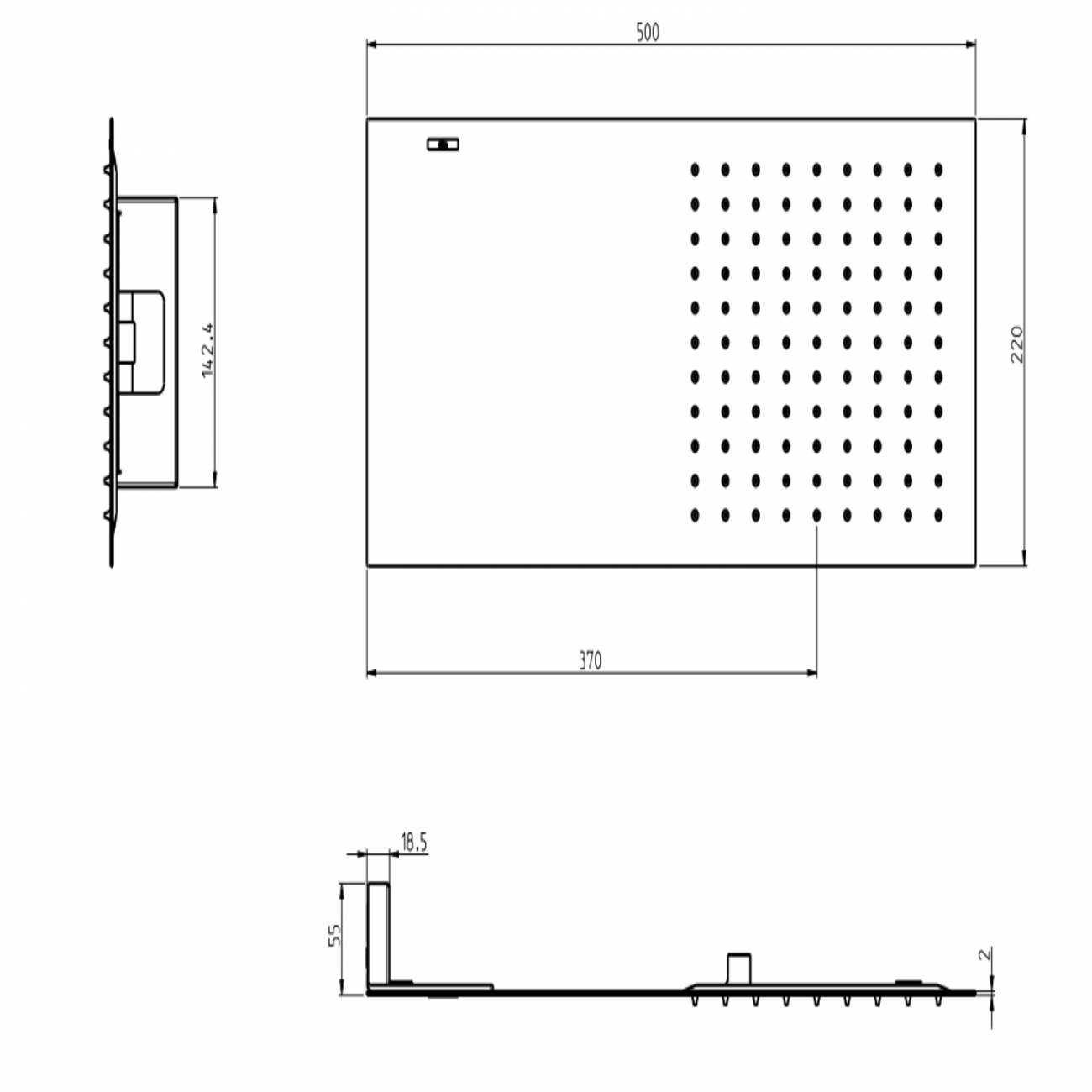 F.lli Frattini Docce Inox, Soffione pioggia 50x22 cm