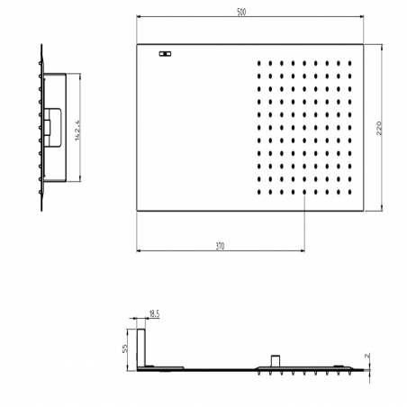 F.lli Frattini Docce Inox, Soffione pioggia 50x22 cm