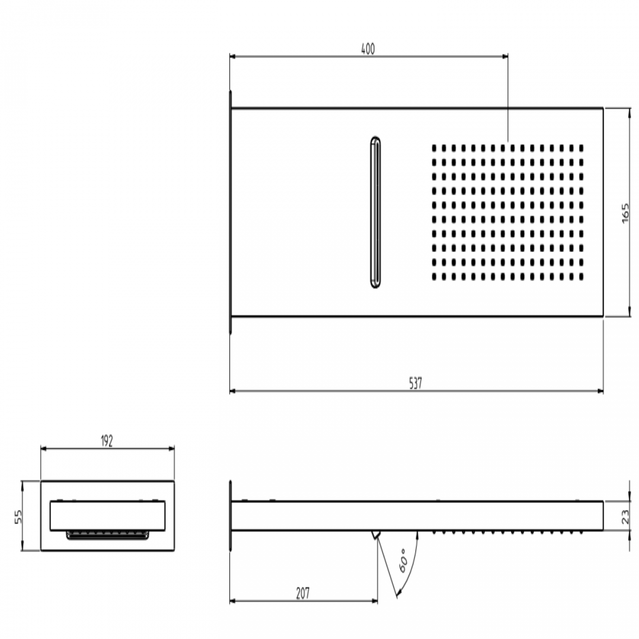 F.lli Frattini Docce Inox, Soffione pioggia e cascata 40x16,5 cm