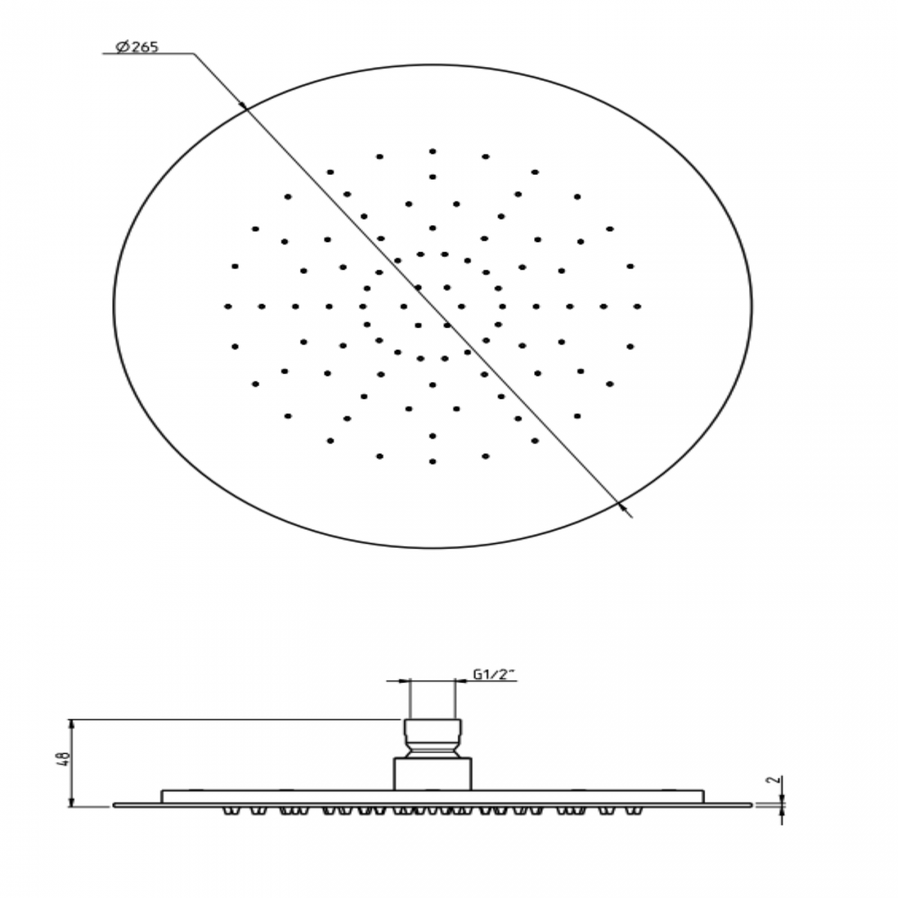 F.lli Frattini Docce Inox, Pomme de douche Ø26,5 cm
