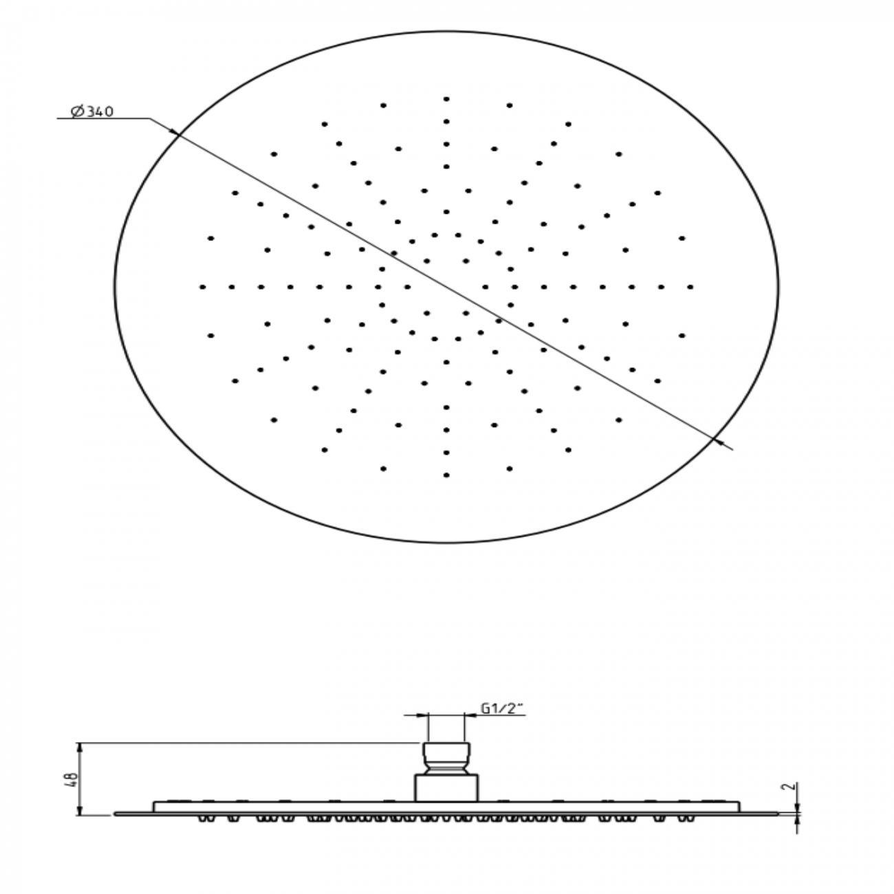 F.lli Frattini Docce Inox, Soffione Ø34 cm